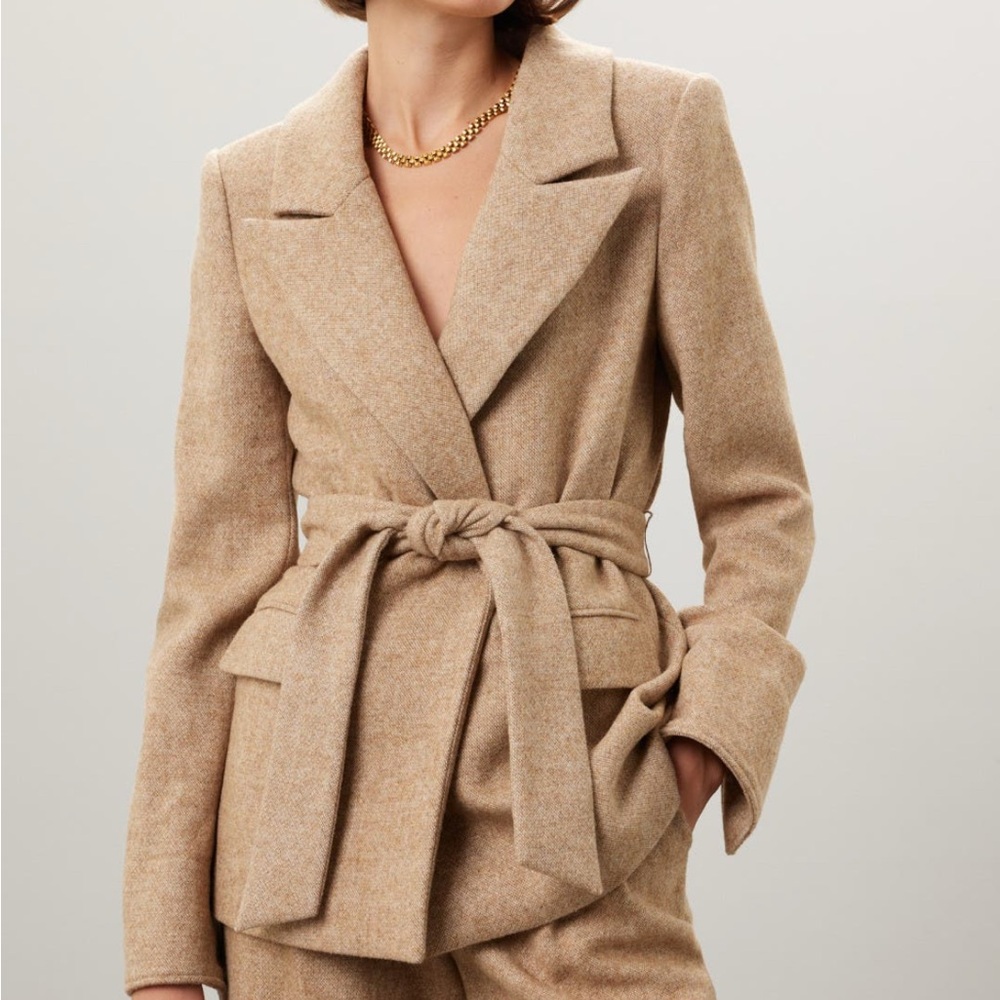 Favorite Daughter Belted Tan Wool Blazer XS